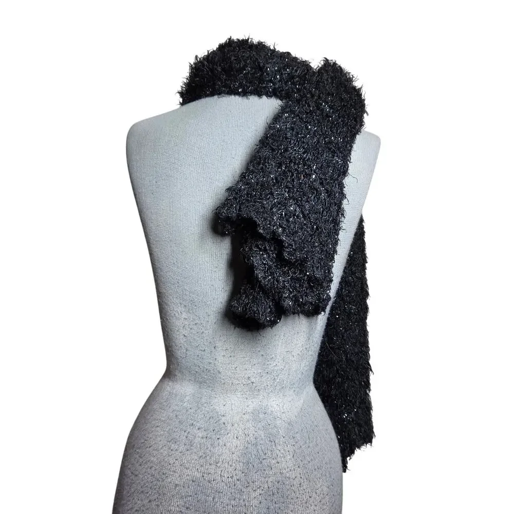 Black Metallic Fuzzy Scarf
